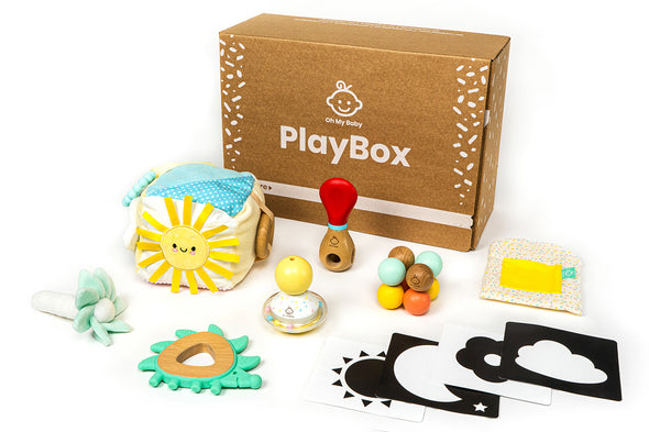 Regalo Bebé - Play Box 'Veo Veo' (0-4 meses) - Pack Regalo 6 cajas